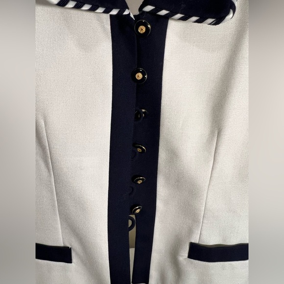 Kasper ASL White & Navy Trim Blazer Jacket – Size 4P Petite - Picture 4 of 4